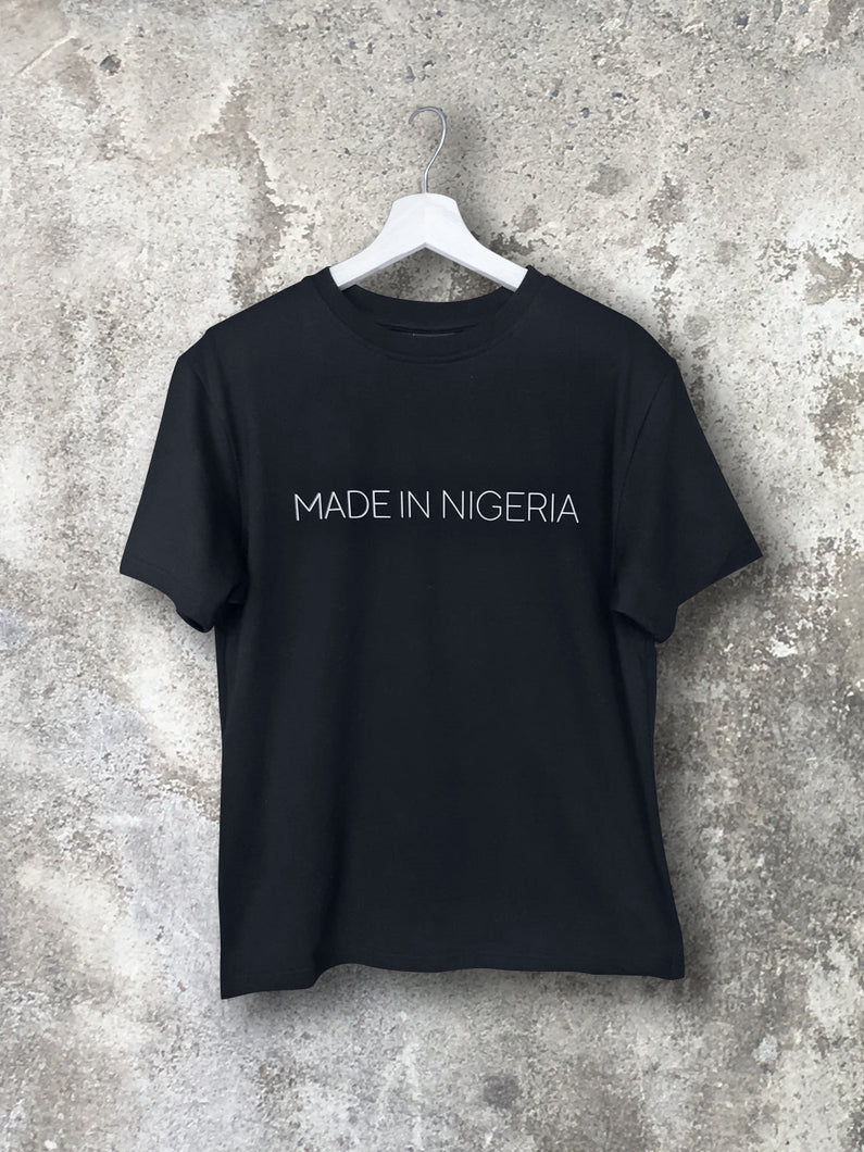 Black Men's Made In Nigeria slogan t-shirt  available in sizes small to 2XL